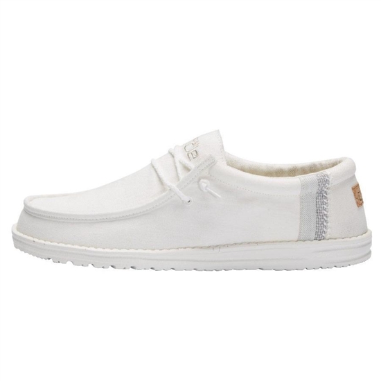 Slip Ons Hey Dude Wally Tela Homme Blanche | OGFHTK-804