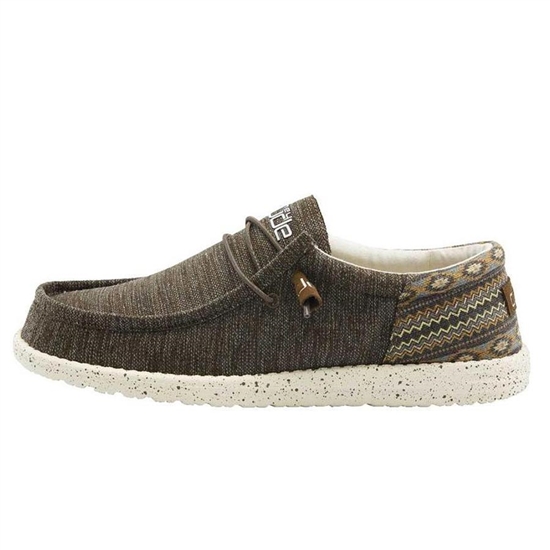 Slip Ons Hey Dude Wally Tela Homme Marron | YXWNPQ-942