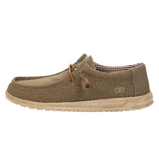 Slip Ons Hey Dude Wally Tela Homme Nut | VLKAGU-086
