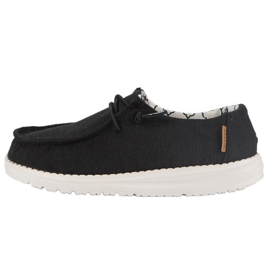 Slip Ons Hey Dude Wendy Linen Youth Noir | DRNOGJ-234