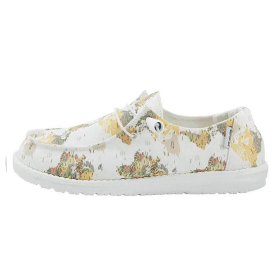 Slip Ons Hey Dude Wendy Print Femme World Map | EOMQUR-930