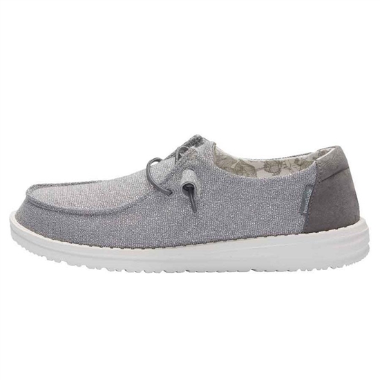 Slip Ons Hey Dude Wendy Stretch Sparkling Femme Grise | AHOFME-128