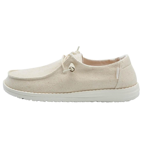 Slip Ons Hey Dude Wendy Tela Femme Blanche | IKXANG-836