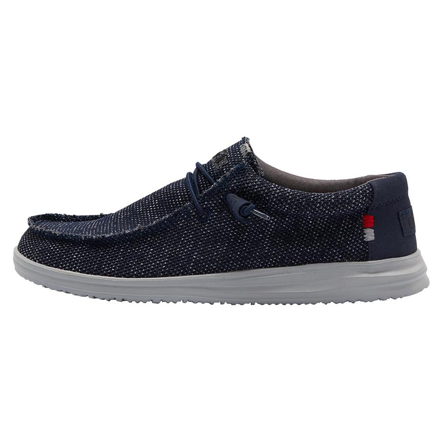 Chaussures Casual Hey Dude Wally Free Homme Bleu Marine Grise | BOCGJI-186